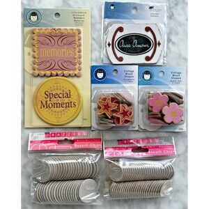 NEW Lot of Scrapbook Embellishments-Li'l Davis & Bazzill- Chips Shapes Rounders